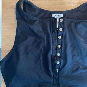 Andie Malibu one piece snap swimsuit size L / Long Torso Black New With Tags